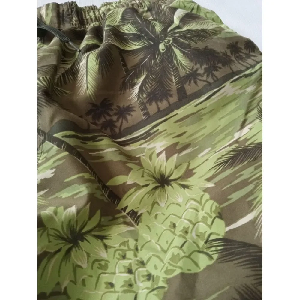 Sand N Sun Shades of Green Tropical Palm Tree Print Swim Trunks Men's 32 Waist